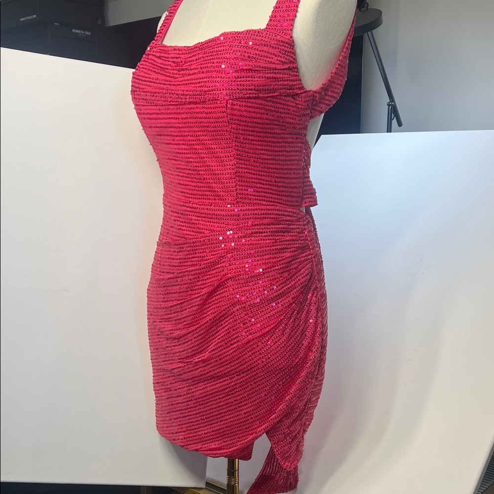 Dazzling Pink Sequin Mini Dress - Picture 3 of 5